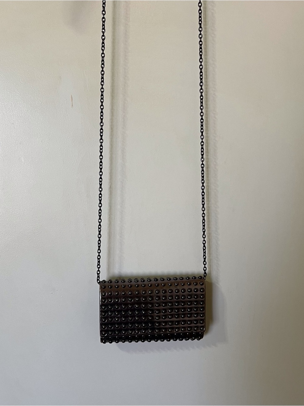 RSVP Paris Studded Chain Clutch Crossbody Bag Metallic Gunmetal Pocket Y2K